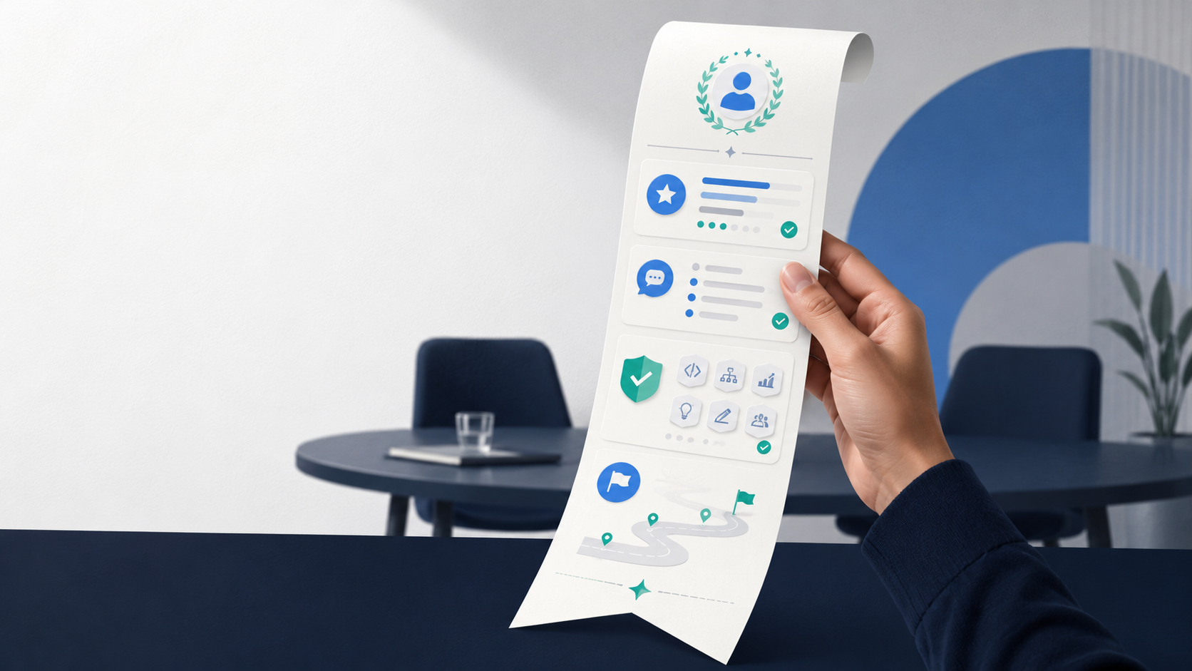 A candidate receives a value receipt after an interview, showing feedback, strengths, and next steps